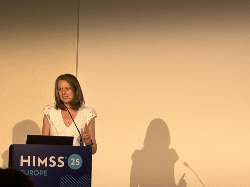 Karli speaking at HIMSS Europe