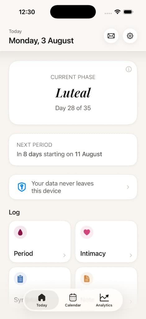 Bleed app — Predict screen